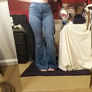 High waisted bell bottom jeans